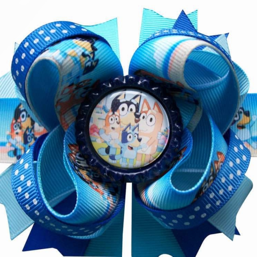 4.5 INCH BLUE DOG FAMILY HAIRBOW